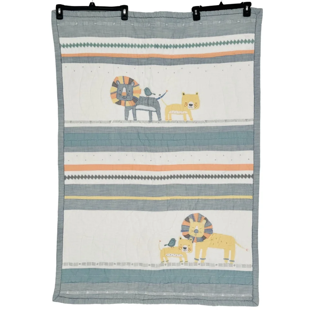 Pottery Barn Kids Little Lion Safari Quilt Crib Size